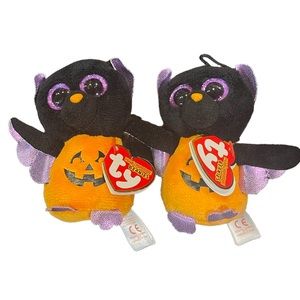NWT TY Beanie Boos Halloweenie Beanies mini boo set of 2, 3” each, retired